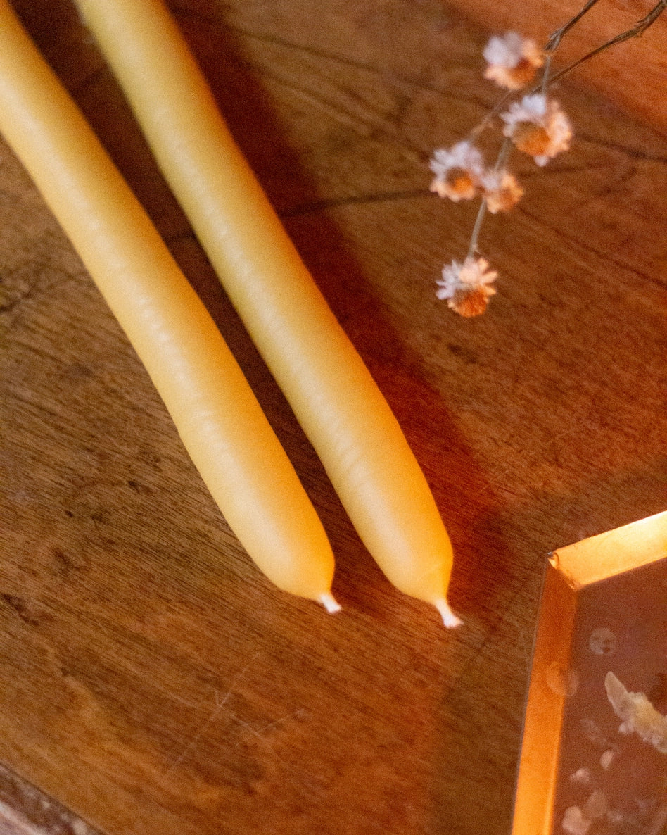 Hand-Dipped Beeswax Taper Candle | Pair