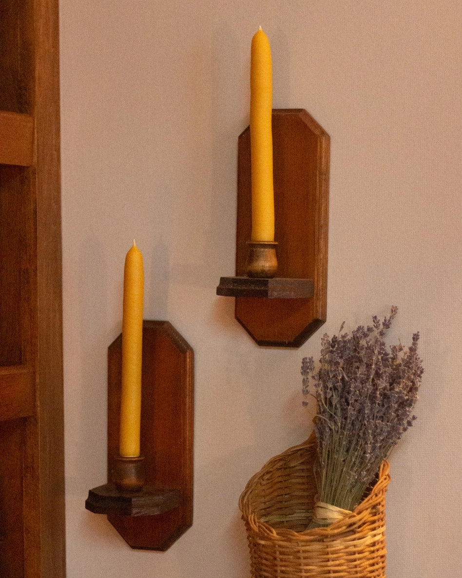 Hand-Dipped Beeswax Taper Candle | Pair