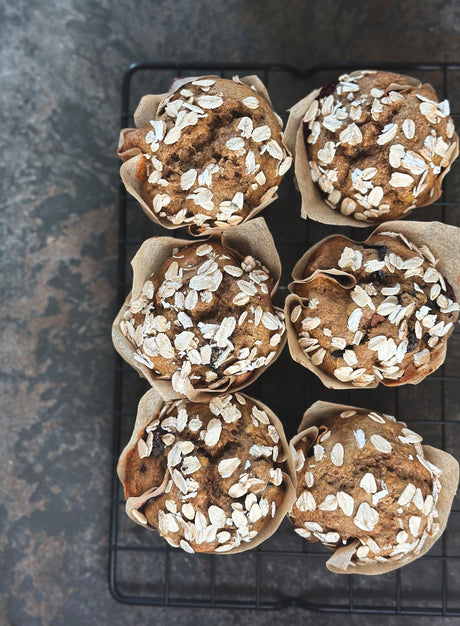 Blueberry Banana Oat Muffins