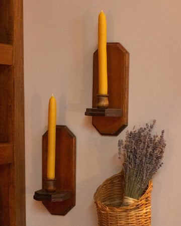 Hand-Dipped Beeswax Taper Candle | Pair