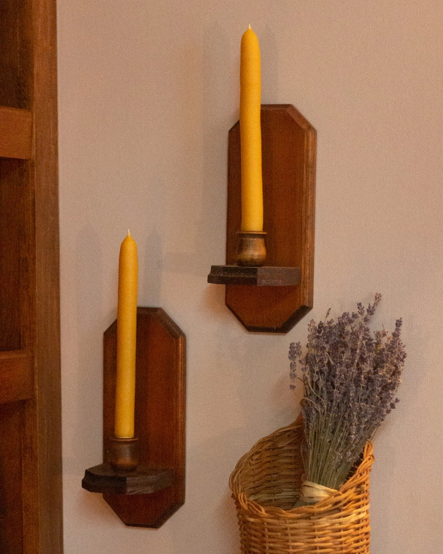 Hand-Dipped Beeswax Taper Candle | Pair