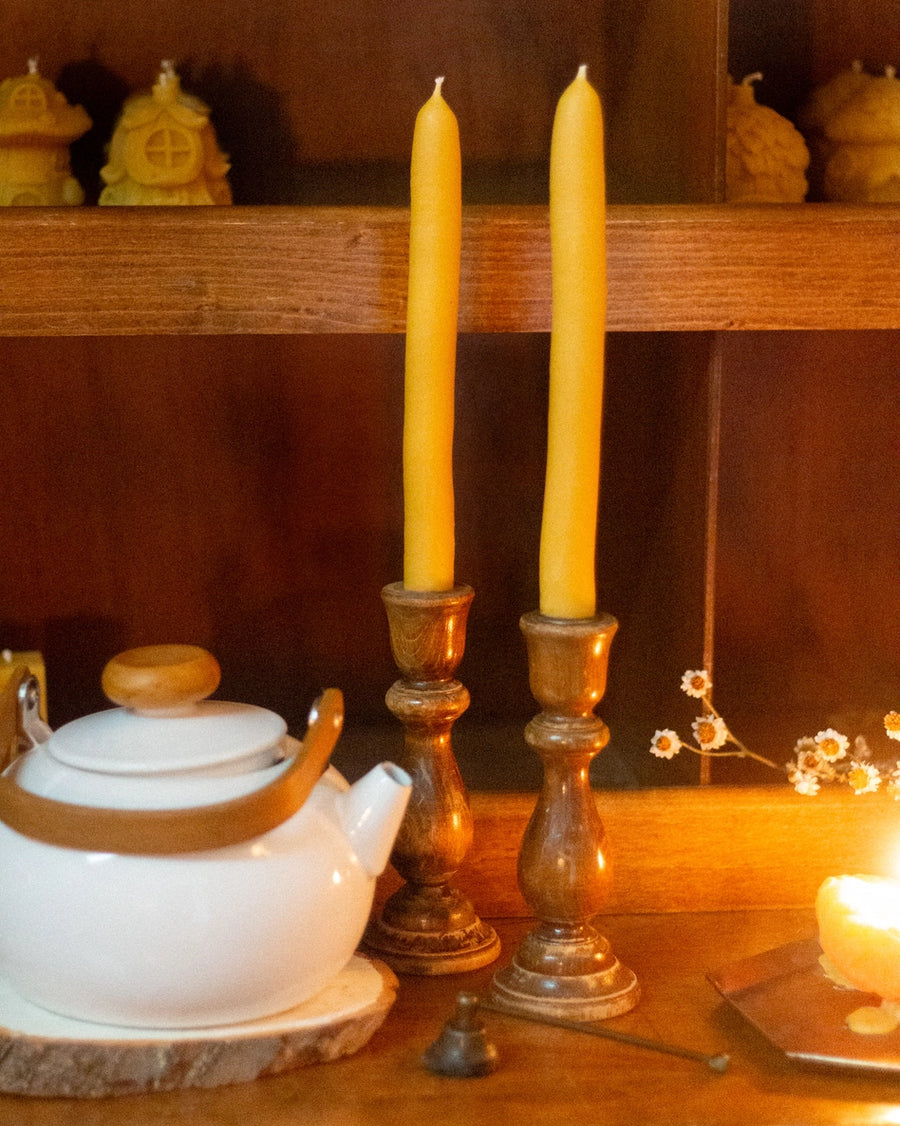 Hand-Dipped Beeswax Taper Candle | Pair