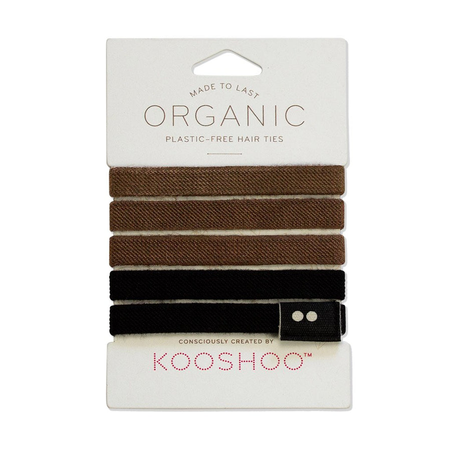 Organic Cotton Hair Ties - Black/Brown