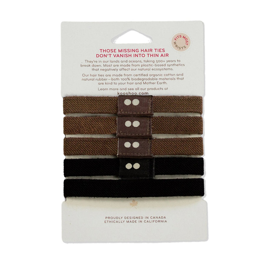 Organic Cotton Hair Ties - Black/Brown